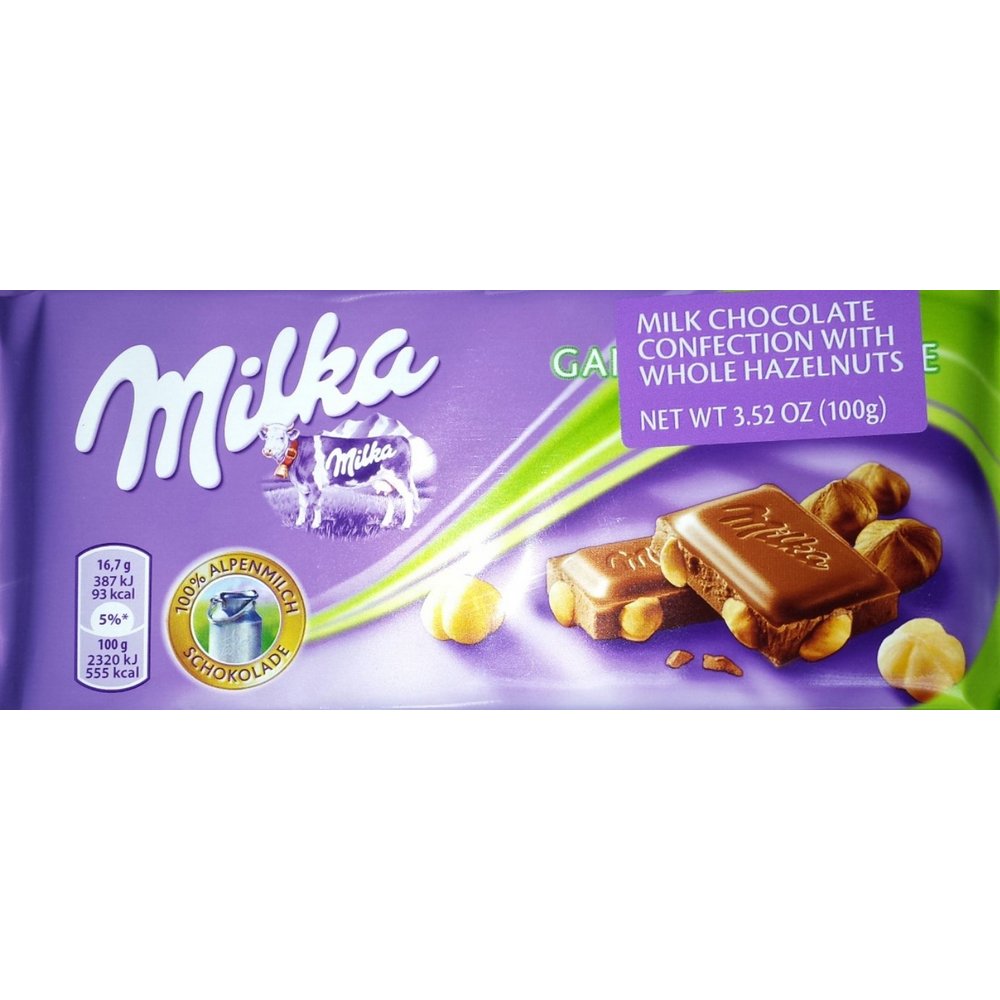 밀카 헤이즐넛 밀크초콜릿 Milka Milk Chocolate with Hazelnuts 3.5oz(100g)10개 : 미시까리