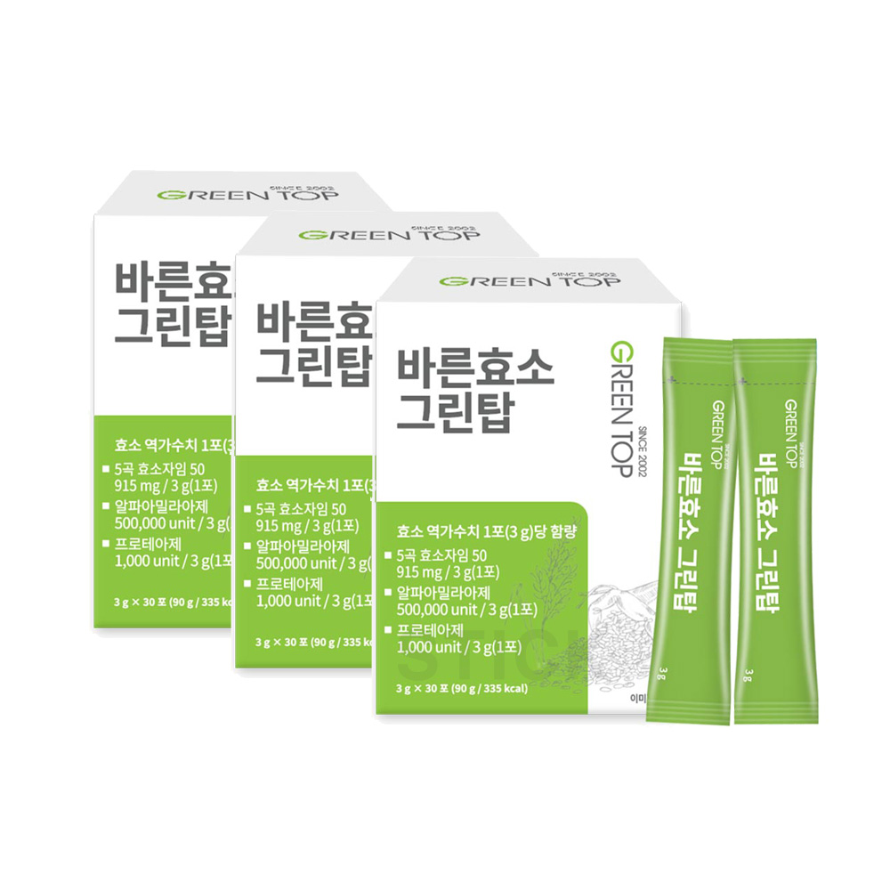 바른 곡물 그린탑 발효 소화 효소 효능 90포 : 생활건강플러스