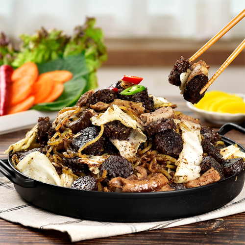 [또순이] 백-양념순대곱창볶음 1kg-2인분 쫄면 야채 깻잎 소스 풀구성 신림동 원조집 : 신림동 또순이