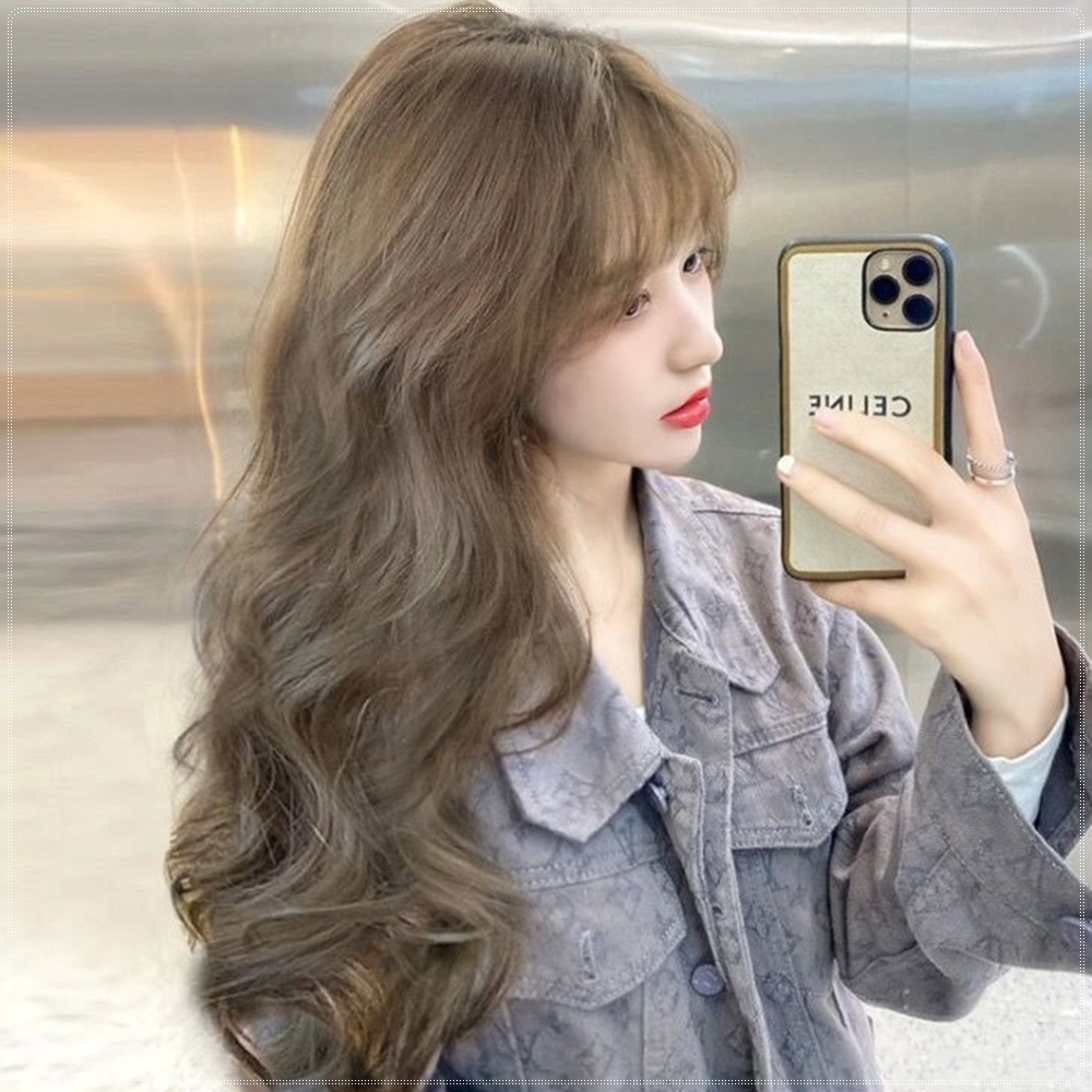 여자 긴머리 웨이브 뱅 헤어 통가발 68cm 5컬러 여성용 전체 가발 롱웨이브 여신머리 : 단디판다