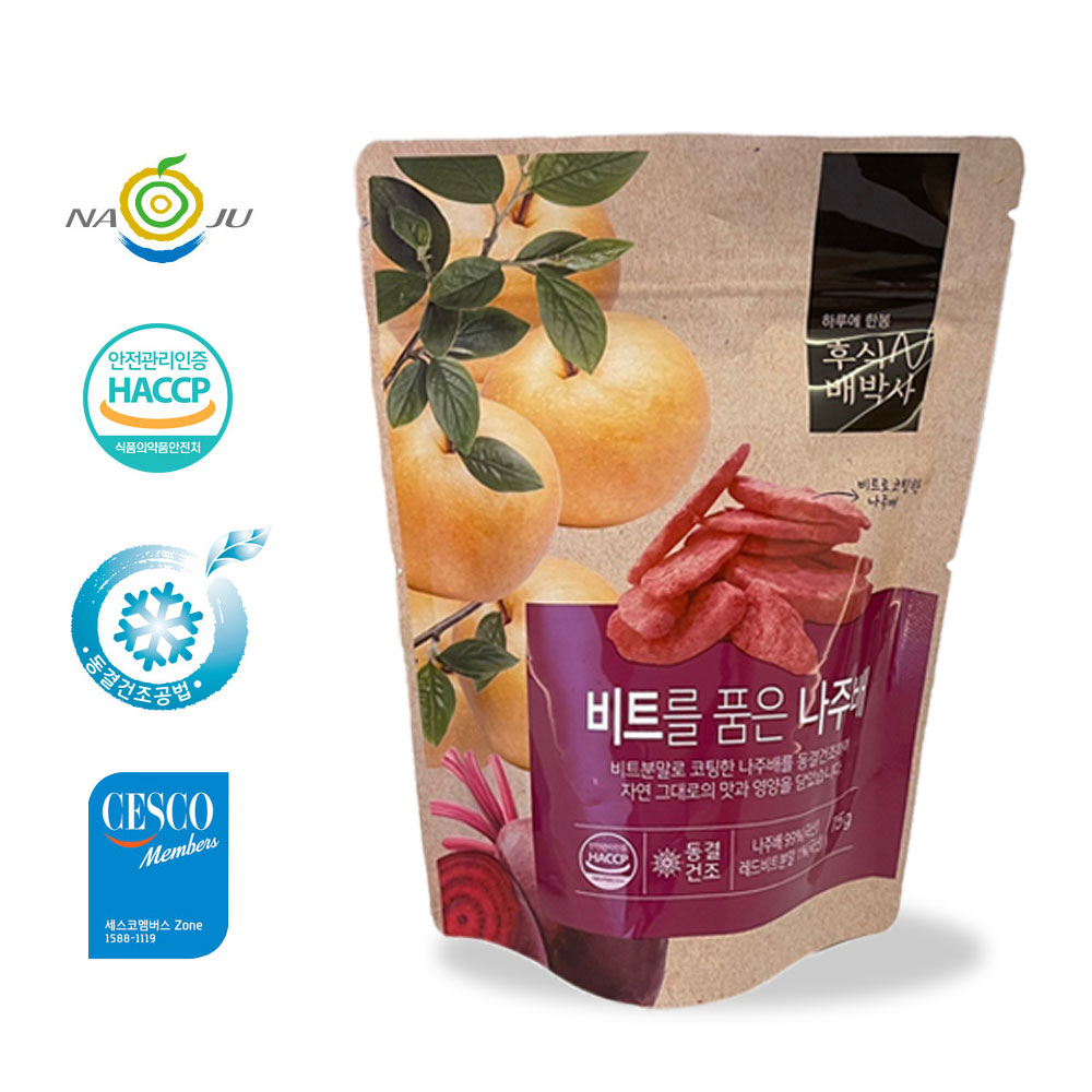 [후식N배박사] 나주배과자 동결건조 과일칩 배칩 무첨가 유아 간식 배, 15g, 10개 : 배박사네 건강장터