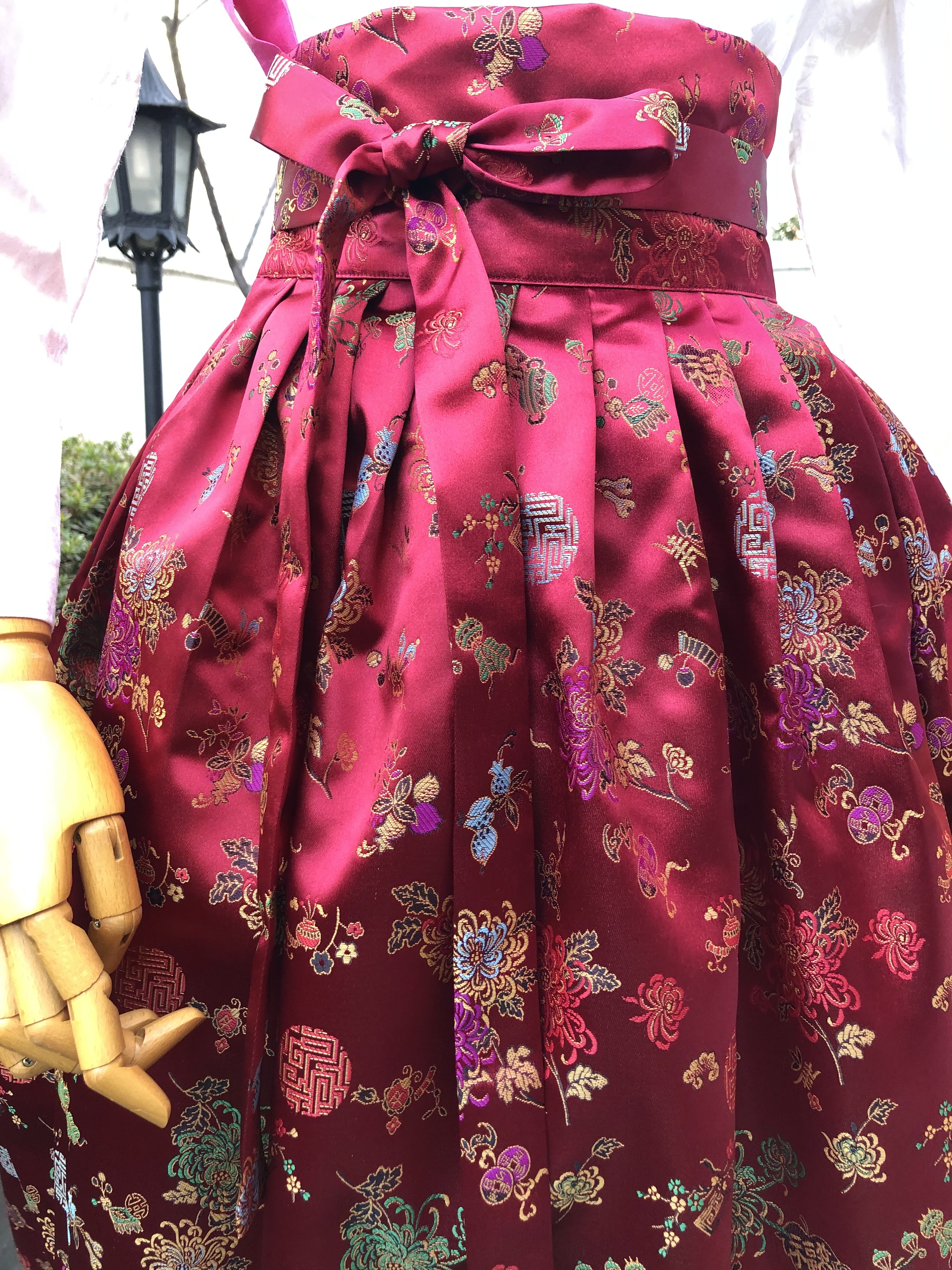 생활한복 칠색단양단 국화 레드 허리치마 : 단미의 바늘꽃이야기