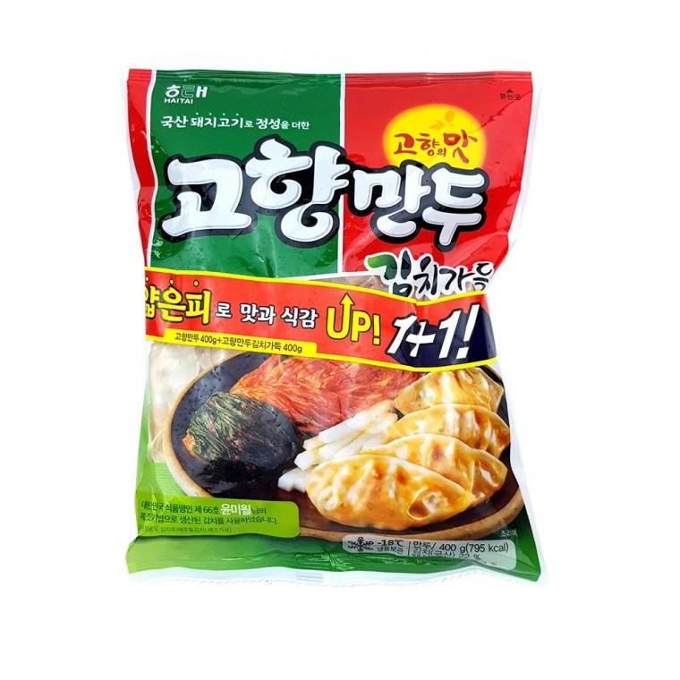 고향만두 400g+김치만두 400g 중국집 채식 비건 당면 아기 납작 굴림 : 그린엘리펀트