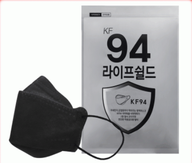 마스크 KF94 블랙 마스크 kf94 라이프쉴드 100매 : 팔구사구