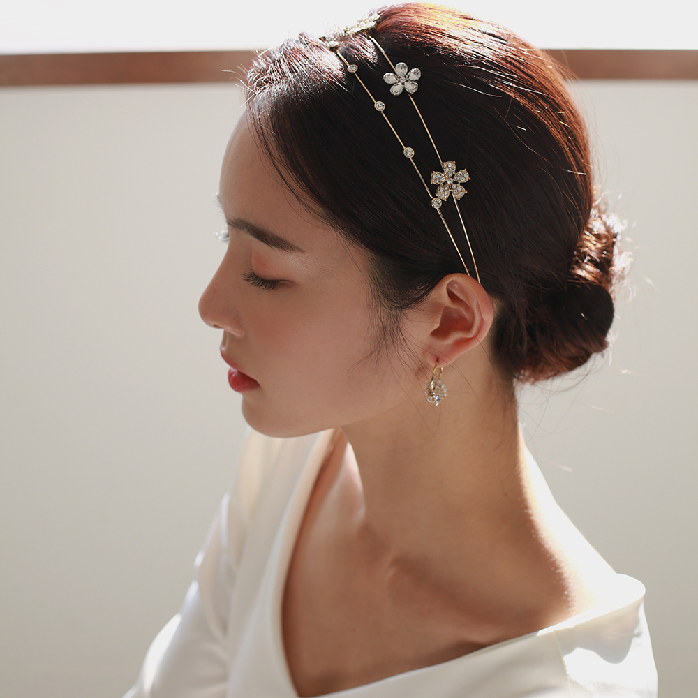메이유 헤어밴드 HAB0263 셀프웨딩촬영 브라이덜샤워파티 장식 클래식 메탈 머리띠 : 베일즈