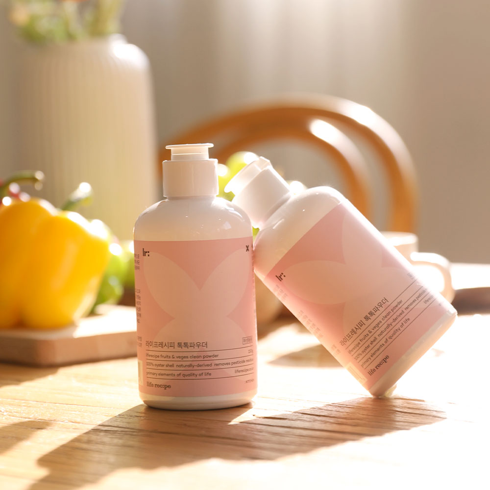 라이프레시피 톡톡파우더 과일세정제 칼슘파우더 야채 세척 잔류농약 제거 150g 3+1개 : 태그라이너 공식스토어