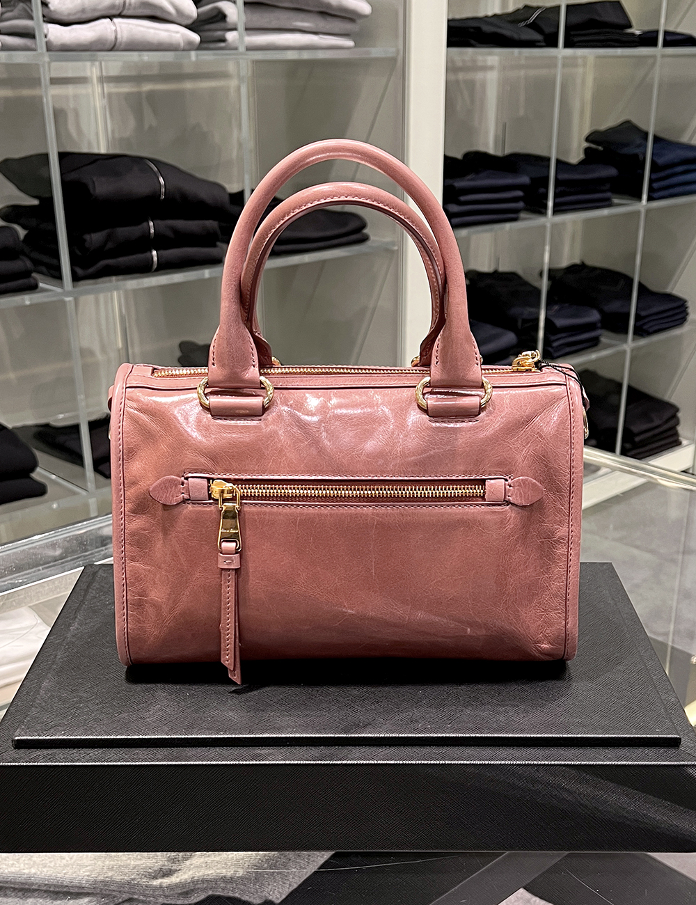 미우미우 비텔로 샤인 스몰 모터백 안티코 / MIUMIU VITELLO SHINE SMALL MOTOR BAG [5BB104 F0405] : 프랑크뮤즈