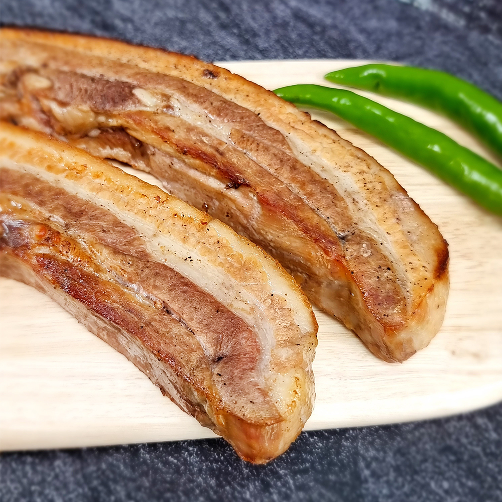 천지푸드 삼겹살 통삼겹살 구이 캠핑 바베큐 초벌 통삼겹 에어프라이어 500g : 천지푸드
