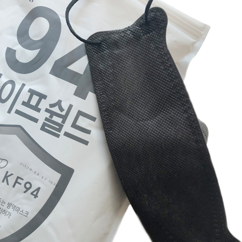 KF94 황사 블랙 국내생산 편안한 김서림방지 라이프쉴드마스크 의약외품 대형 100매 : 쁘띠에그랑