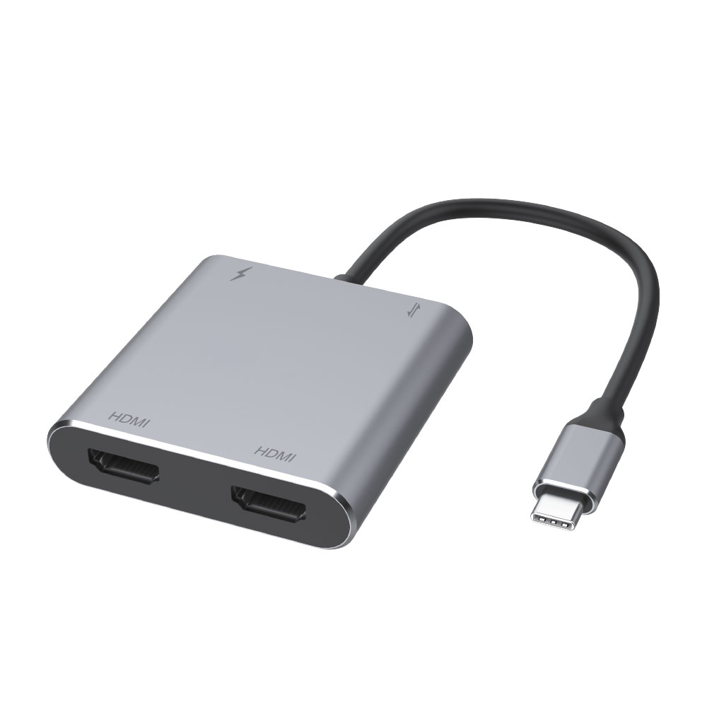 뉴비아 4in1 듀얼 Type C HDMI 멀티 USB 허브 분배기 그레이 SDC-H2200 : YSCOMPANY