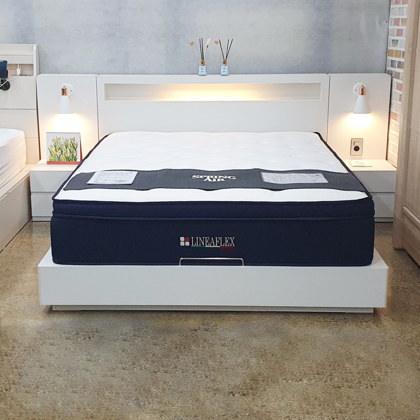 고봉산흙돌침대 호텔 1600 조명 호텔식 화이트 침대프레임 Q/K : 고봉산흙돌침대 가구할인매장