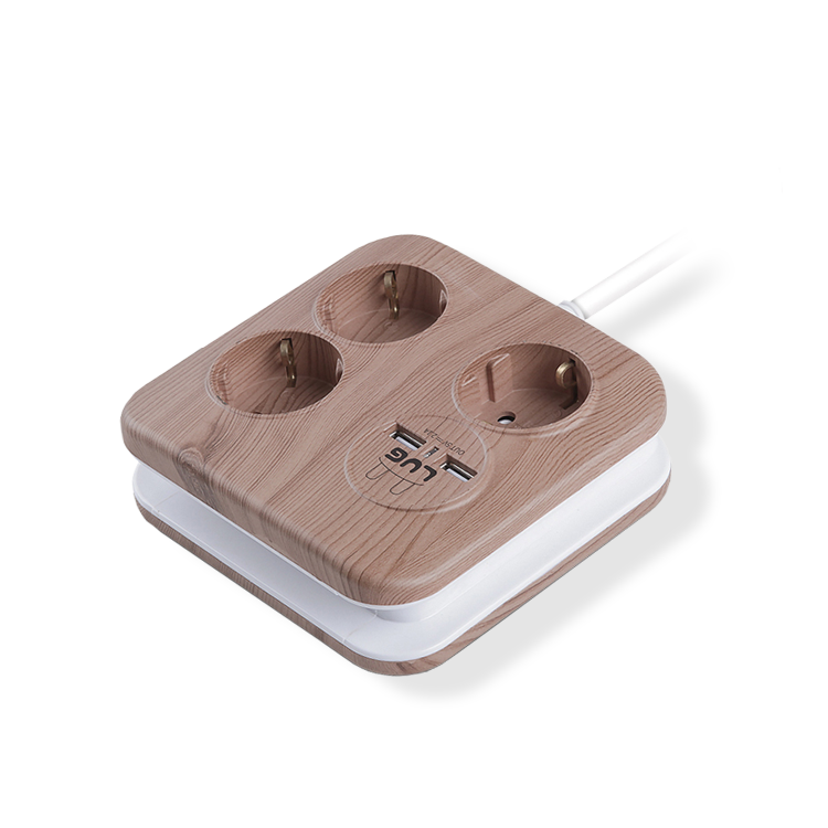 러그박스 고용량 디자인 멀티탭 인테리어 멀티 콘센트 납작플러그 사각 USB 우드 1.4m : 파파몬