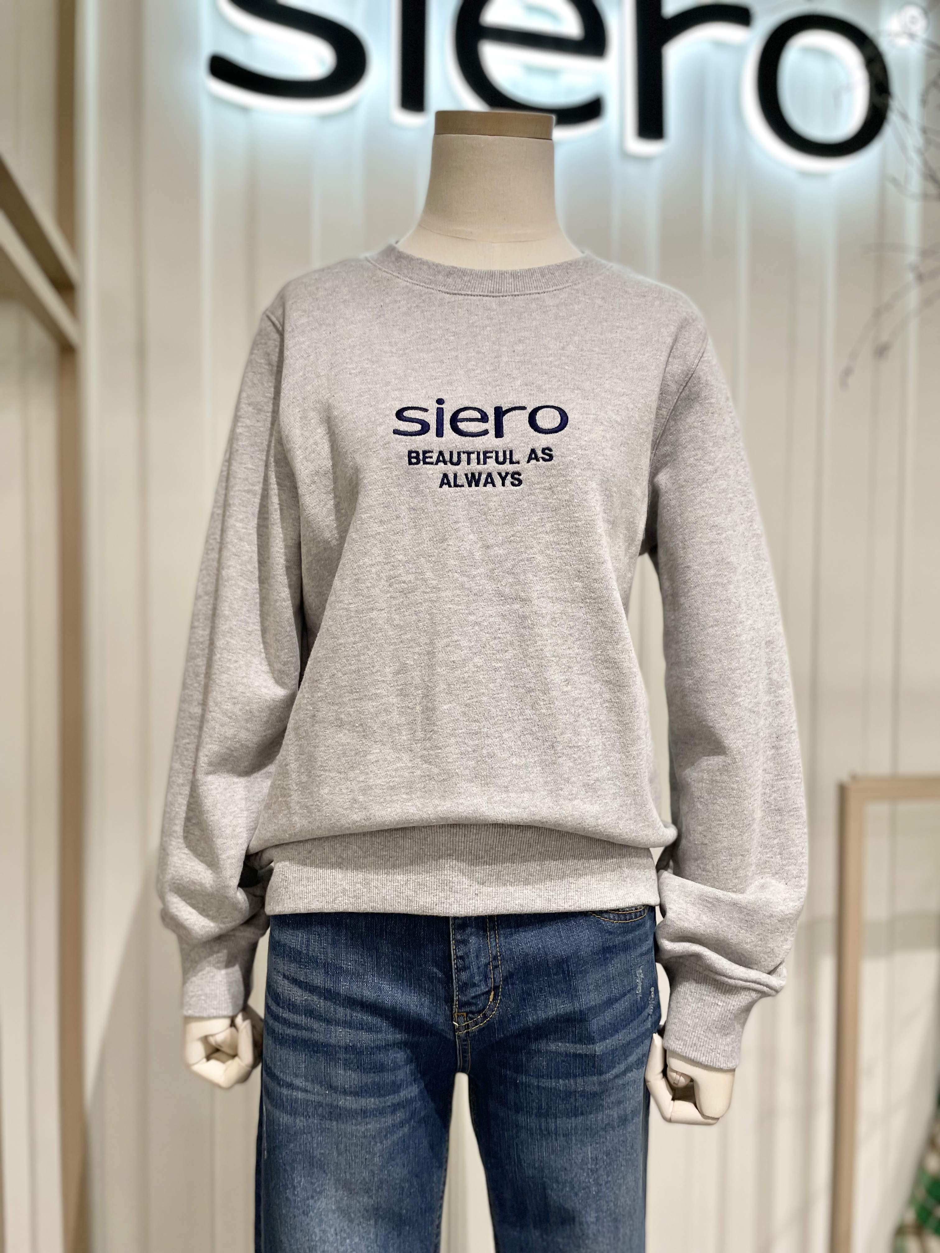 [시에로] siero 레터링 자수 맨투맨티셔츠 SH1TSF713 : 마리오아울렛 시에로