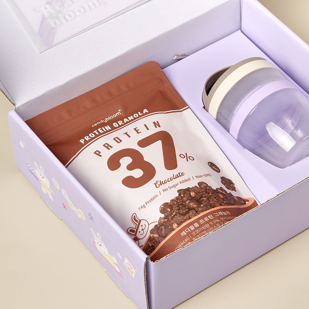 [스페셜 기프트 SET] 레디블룸 프로틴 그래놀라 무설탕 단백질 37%+2단 용기 : 레디블룸