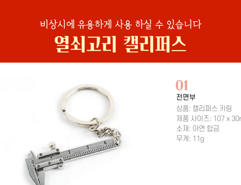 미니사이즈 포켓 캘리퍼스 미니 노기스 측경 휴대용 캘리퍼스 측정 열쇠 고리 눈금자 : 떼떼샵