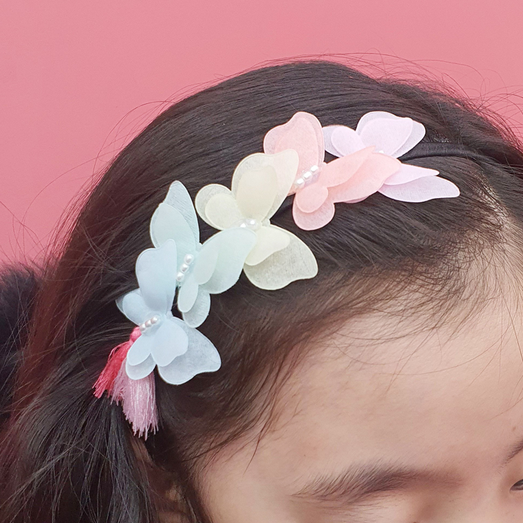 고운 나비 꽃 한복머리띠 헤어밴드 : 반반하니
