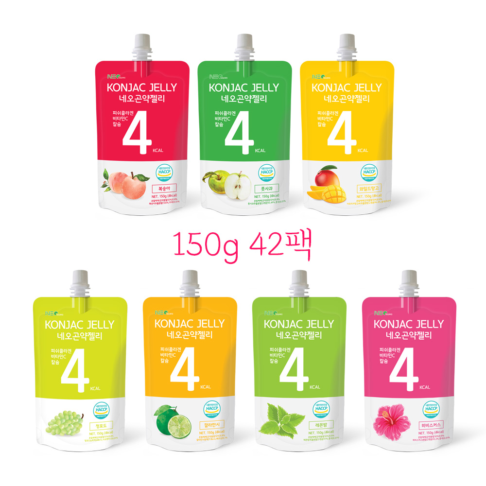 네오곤약젤리 7가지맛 6개씩,한가지맛42개 (150g x 42개 실속포장) : 네오푸드