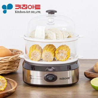 가정용 호빵 반숙 만능 찜기 스텐 야채 만두 스팀 전기 미니 키친아트 2단 계란 : Jstreet