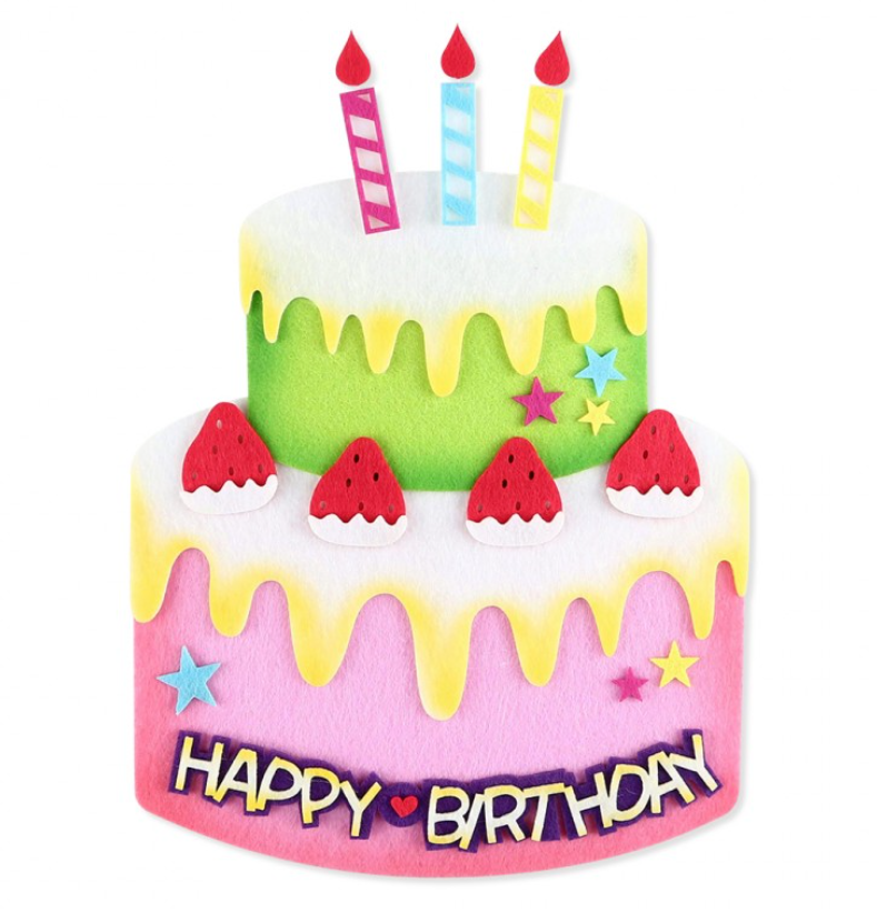 펠트 DIY 생일케이크 신형 투톤 꾸미기 학교 어린이집 유치원 단체 수업 집콕 놀이 키트 : 나르숑