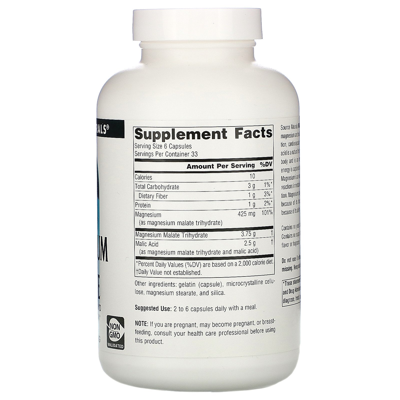 소스내추럴스 마그네슘 말레이트 3750mg 캡슐 200정,1통 : 스마터샵