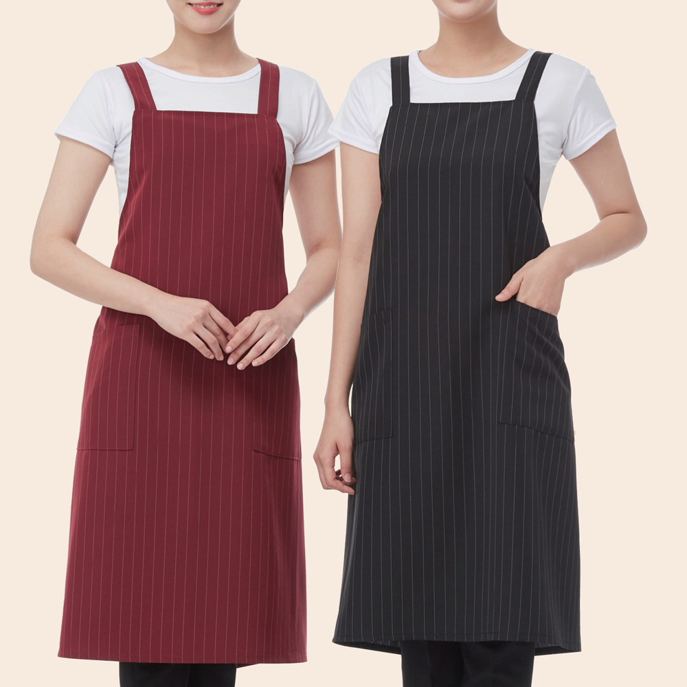 라인가운 미디 유니폼 앞치마 LN 6094 6091 와인 블랙 미용실앞치마 : 파라유샵