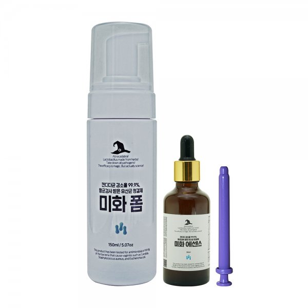 유정룡효소과학 유산균 여성청결제 미화폼 150ml 미화에센스 50ml 세트 : 아에이오