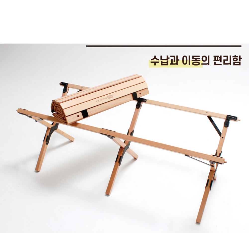 캠핑롤테이블1200 1000 우드원목 밤나무 버너 차박 : 밴조 - Baencho