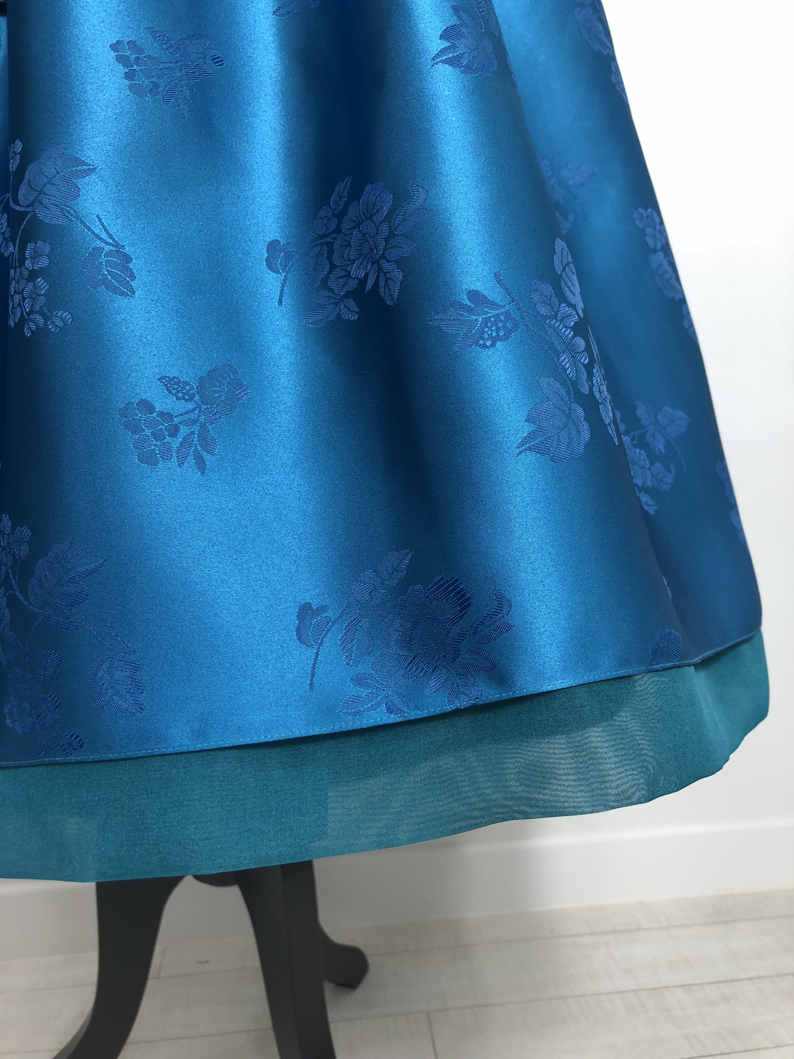 생활한복 모란 양단 블루 허리치마 : 단미의 바늘꽃이야기