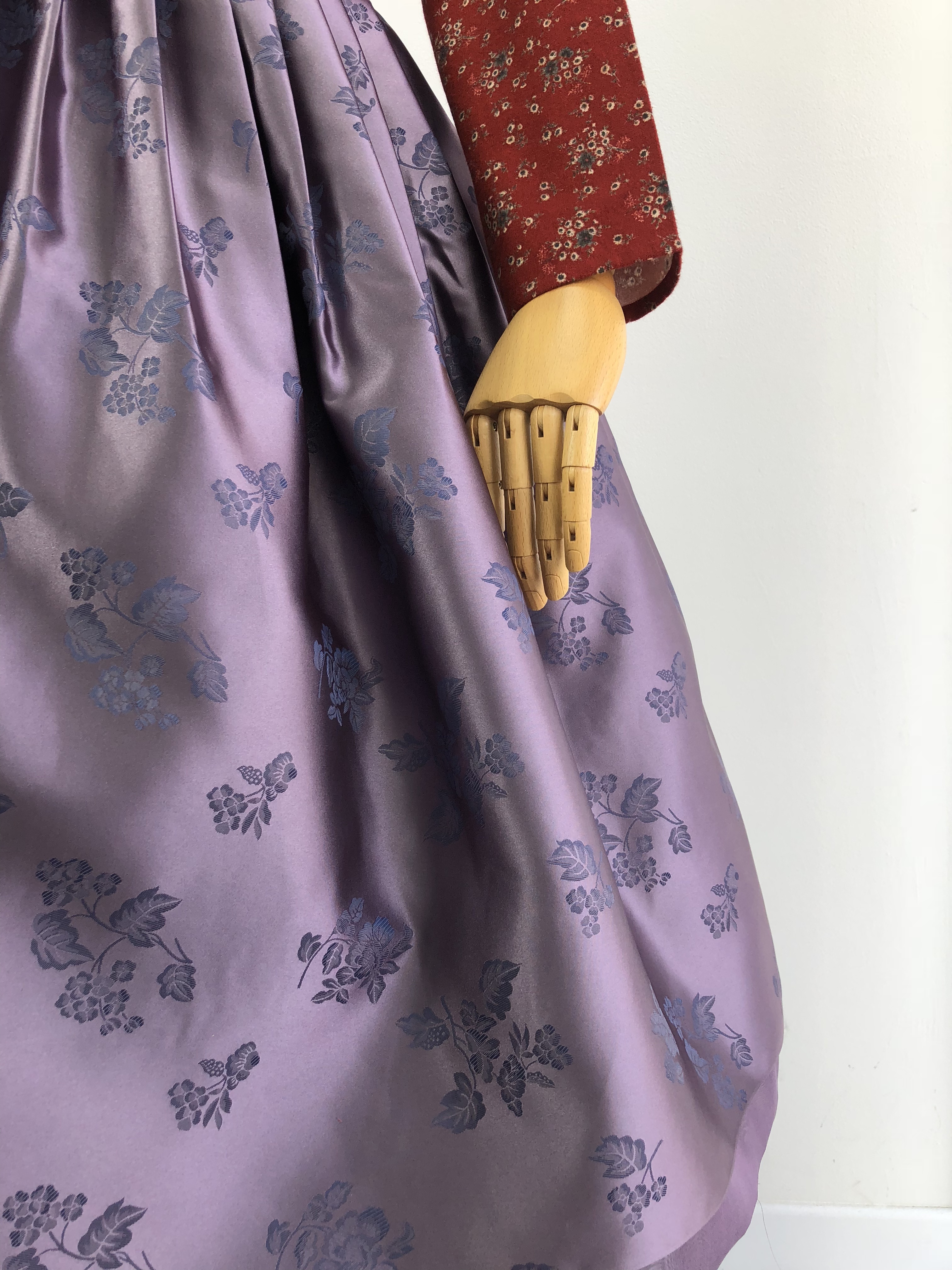 생활한복 모란 양단 퍼플 허리치마 : 단미의 바늘꽃이야기