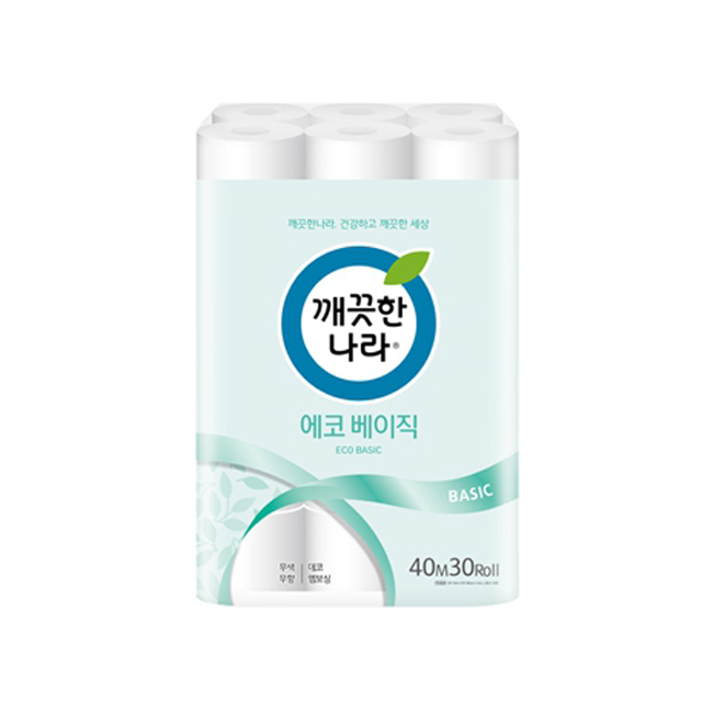 깨끗한나라 데코 엠보싱 40m 30롤 x 1팩 : 티에스shop