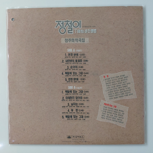 [LP/MINT MINT] 정철이 골든앨범 초반 - 연정/턱밑에 있는 그대 : 레트로엘피