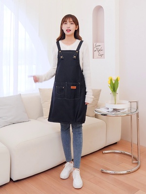 어린이집 미용 앞치마 광고 캔버스 멜빵 어깨끈형 카페 집 커스텀 로고 프린팅 레스토랑 : 액추얼리차이나
