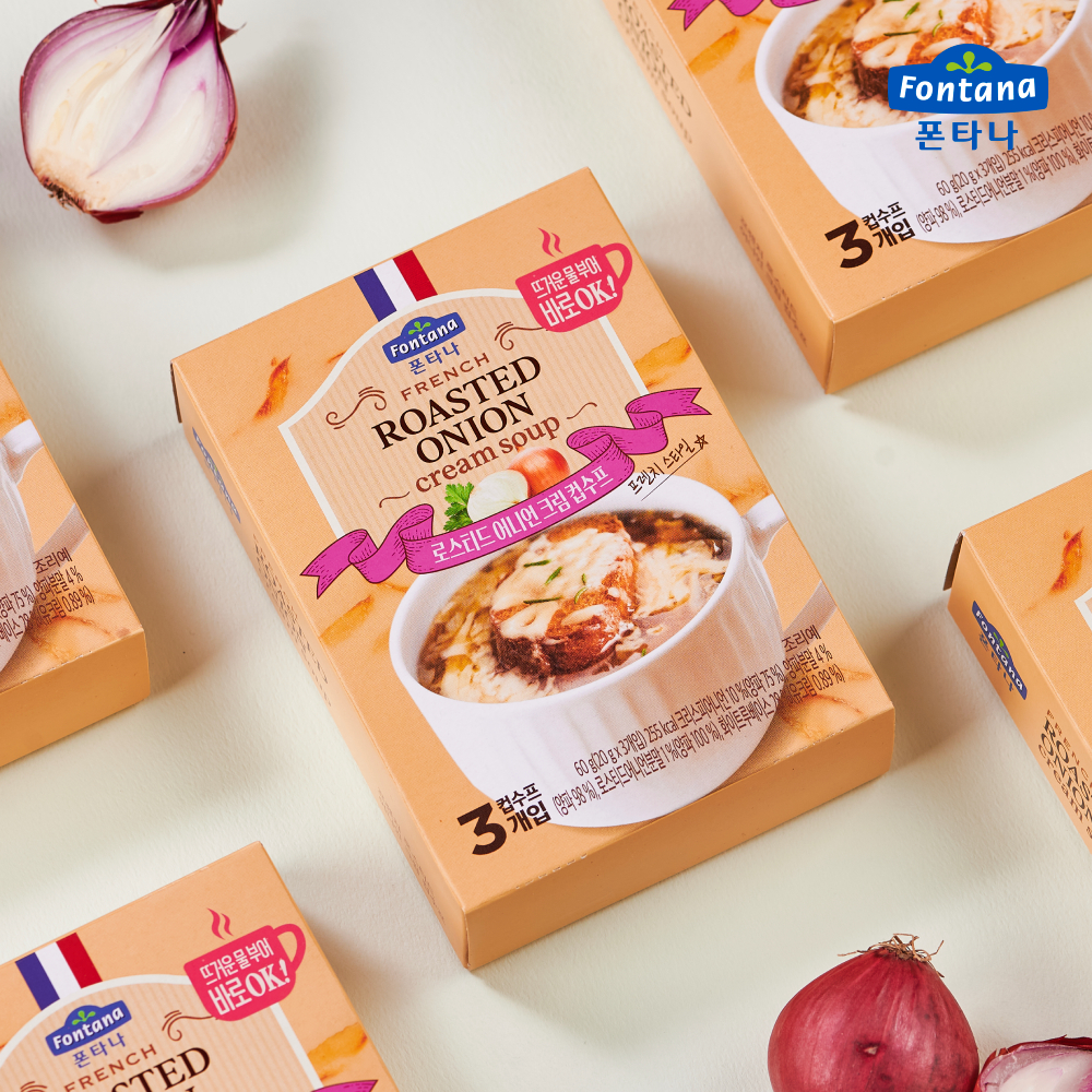 폰타나 컵수프 60g 6개(총 18봉 / 머쉬룸 콘 브로콜리 어니언)+블루 수프컵 증정 외 전제품 선택구매 : 폰타나 공식스토어