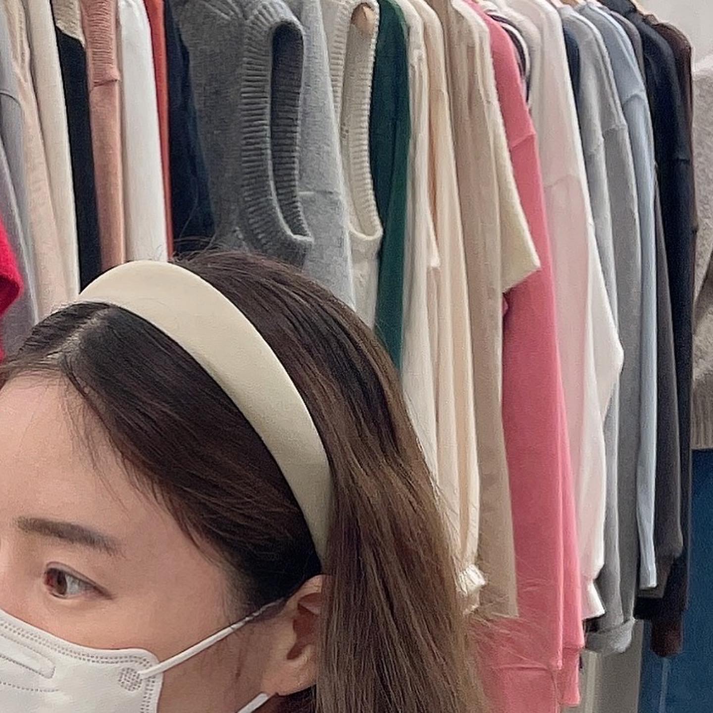 헬베티카 실크 헤어밴드 베이지,네이비바배 (아녜스의 옷장) : 아녜스의 옷장
