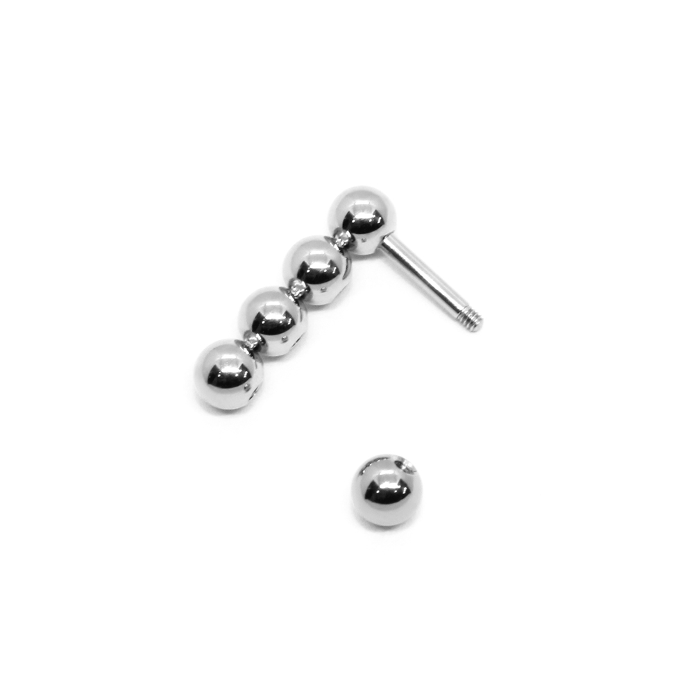 1.2mm 4볼 미니드롭 써지컬스틸 바벨피어싱 (실버) : 써스틸