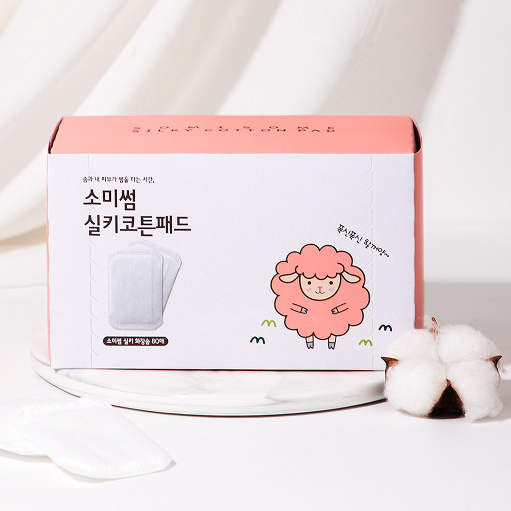 [저자극] 소미썸 실키 화장솜 80매 국내생산 .오코텍스인증 : 소미썸