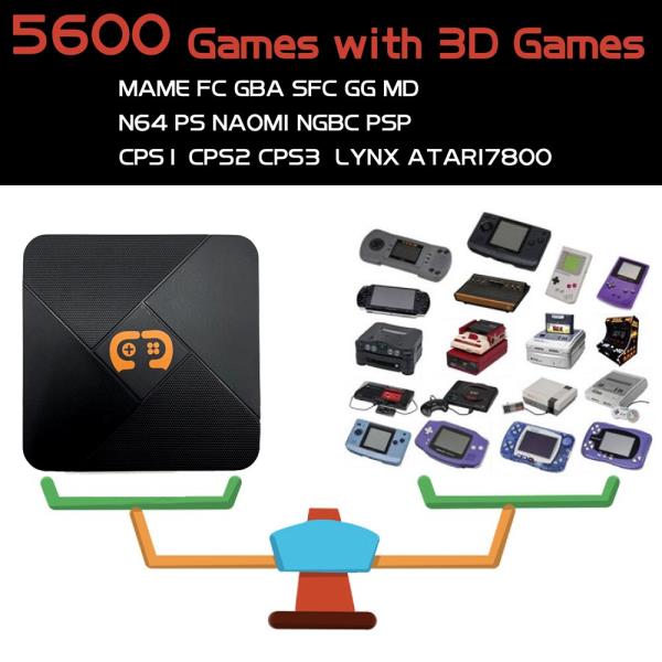 멀티 셋톱박스 새로운 비디오 게임 콘솔 듀얼 시스템 지원 AV HD Wifi 4K Android TV Box 레트로 게임 플레이어, 클래식 PS1 N64 PSP 게임... 