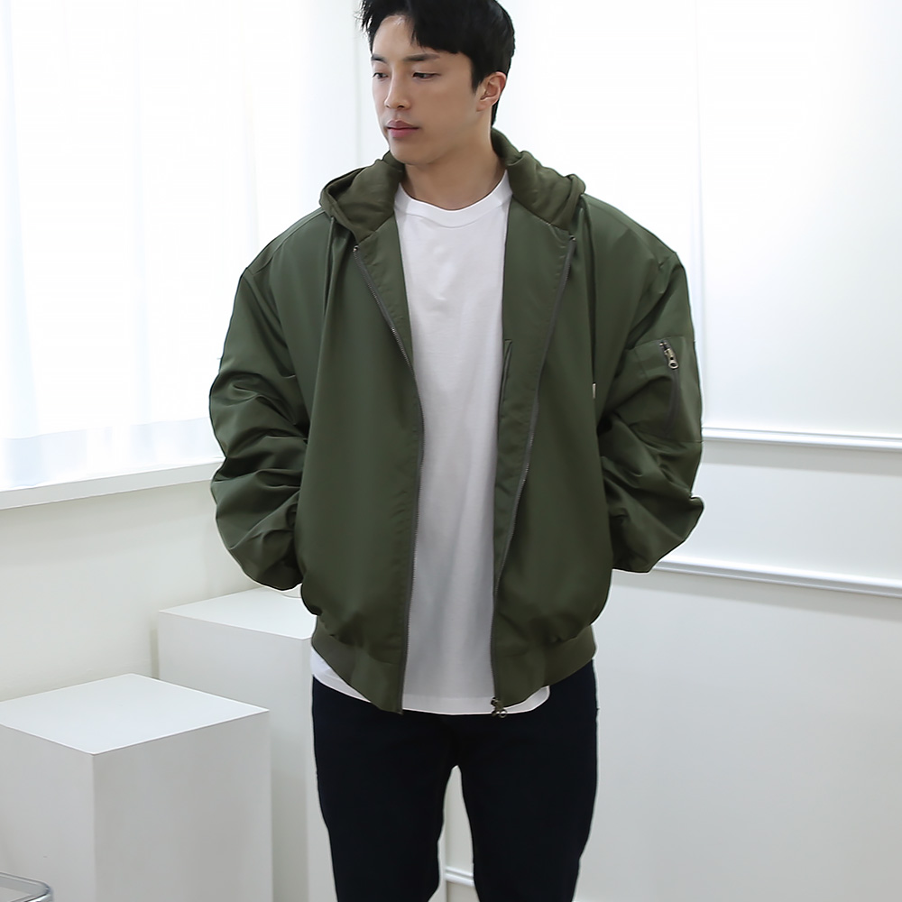 남자 오버핏 후드 항공점퍼 빅사이즈 마원 : 워너빅