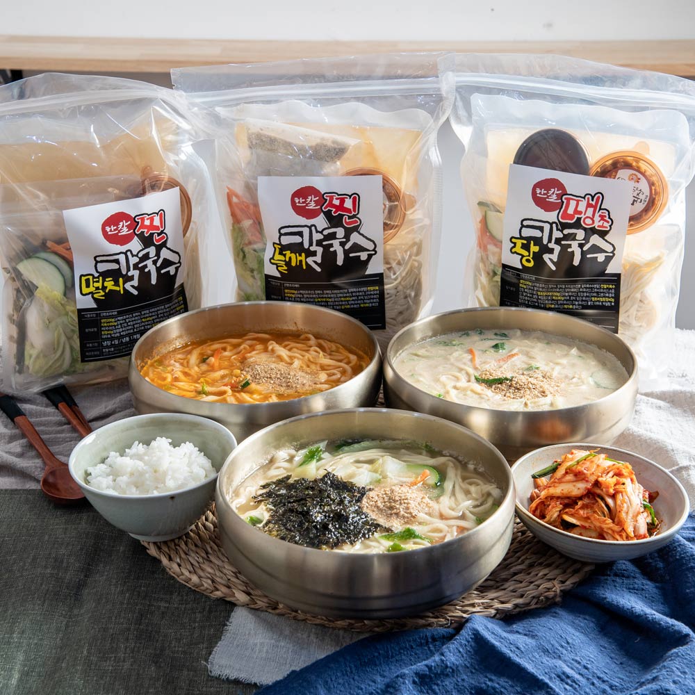 칼국수 장칼국수 수제비 밀키트 6종 6팩 멸치육수 1팩 : 한칼식품