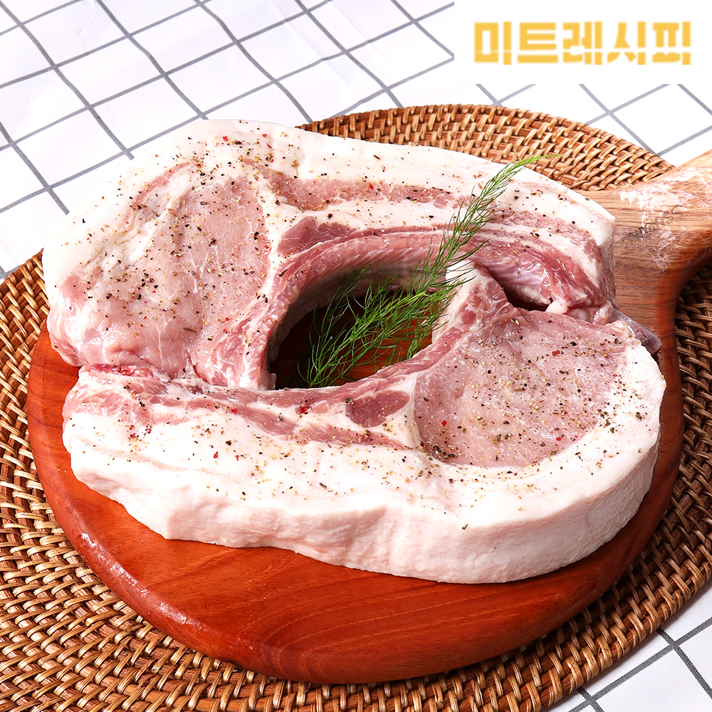 1등급 한돈 돈토마호크 500g-600g 냉장 국내산 돈마호크 목삼겹 뼈삼겹 숙성한돈 : 미트레시피