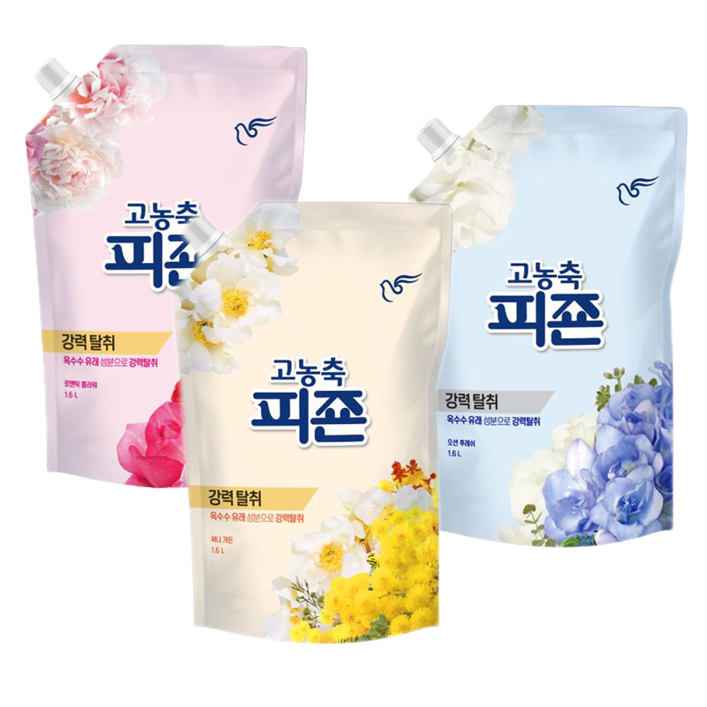 피죤 강력탈취 고농축 섬유유연제 리필 1600ml 3개 : 온마음샵