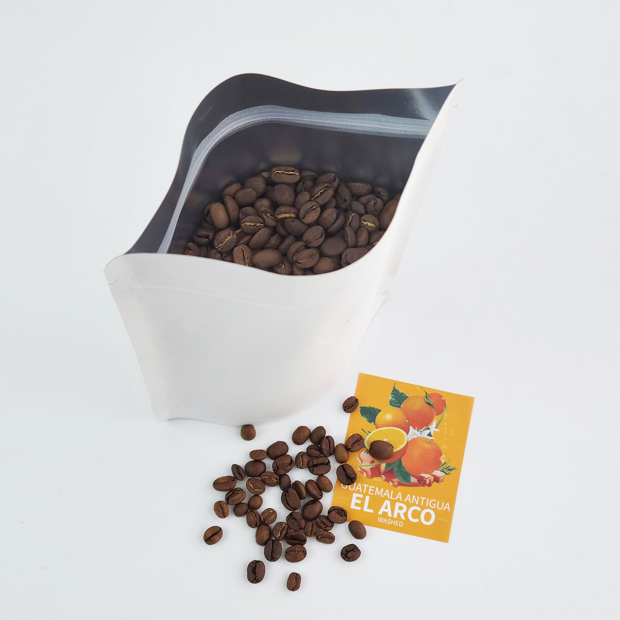 화이트 크라프트 원두봉투 커피소분 무지 지퍼스탠드 원두포장 200g 500g 낱장 소량 : 커피관측소
