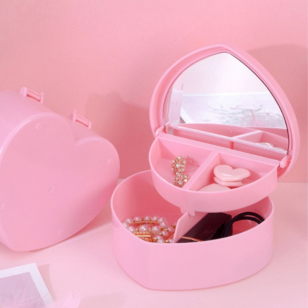 DIY 데코 핑크 하트 보석함 악세사리 소품 반지함 쥬얼리 목걸이 정리 보관 팔찌 상자 : 우랭이종합몰