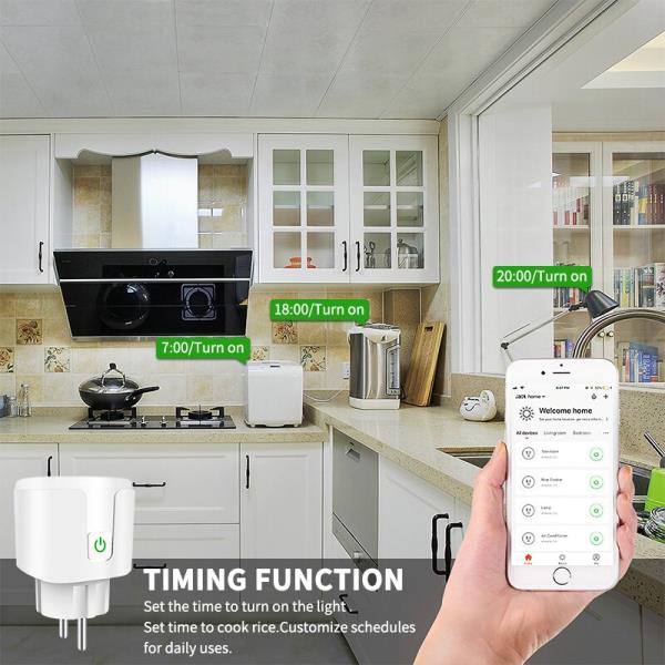 멀티 콘센트 Aubess 스마트 홈 플러그 타이머가있는 Wifi 연결 소켓 EU 어댑터 콘센트 Tuya 20A 전원 모니터는 Alexa Google 홈과 함께... 