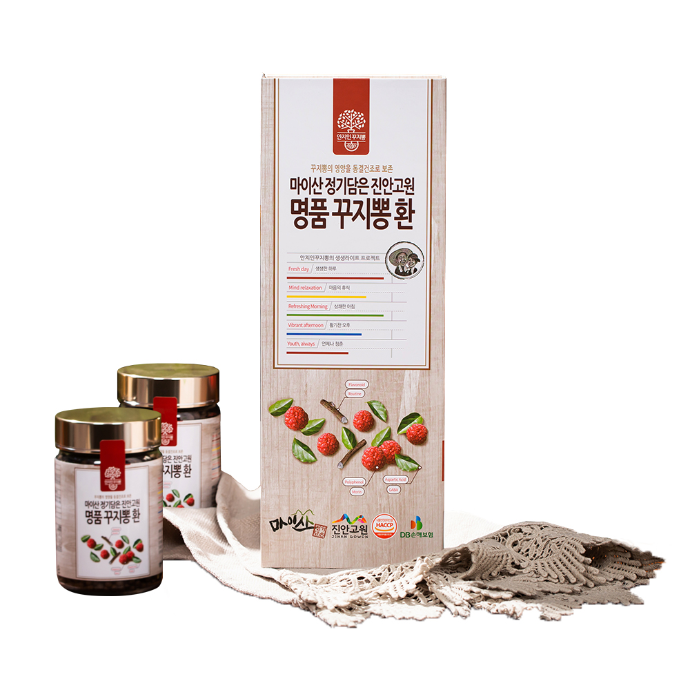 (진안꾸지뽕영농조합) 마이산 정기담은 진안고원명품 꾸지뽕 환 세트 170g x2병 : 유진코리아