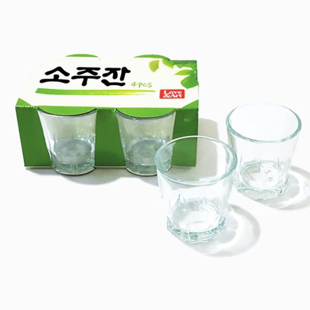 유리 소주잔 4P 세트 업소용 가정용 음식점 글라스 : 다인네