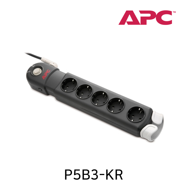 APC P5B3-KR 서지보호 멀티탭 5구 3m(서지보호기, 써지보호기, 멀티탭, 5구, 접지, 통합스위치, 콘센트, SurgeArrest) : 우성텔레콤