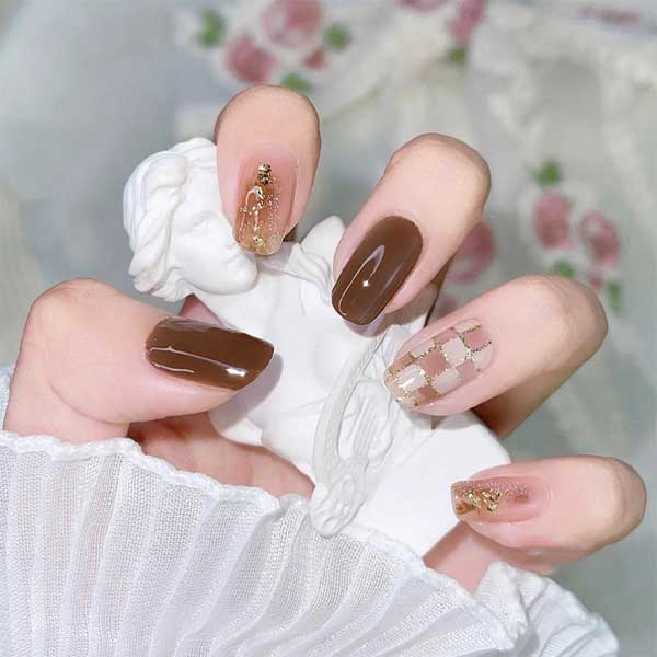 홀리지 올리브 핑크 체커보드 붙이는 네일팁 [24tips] : 홀리지가방