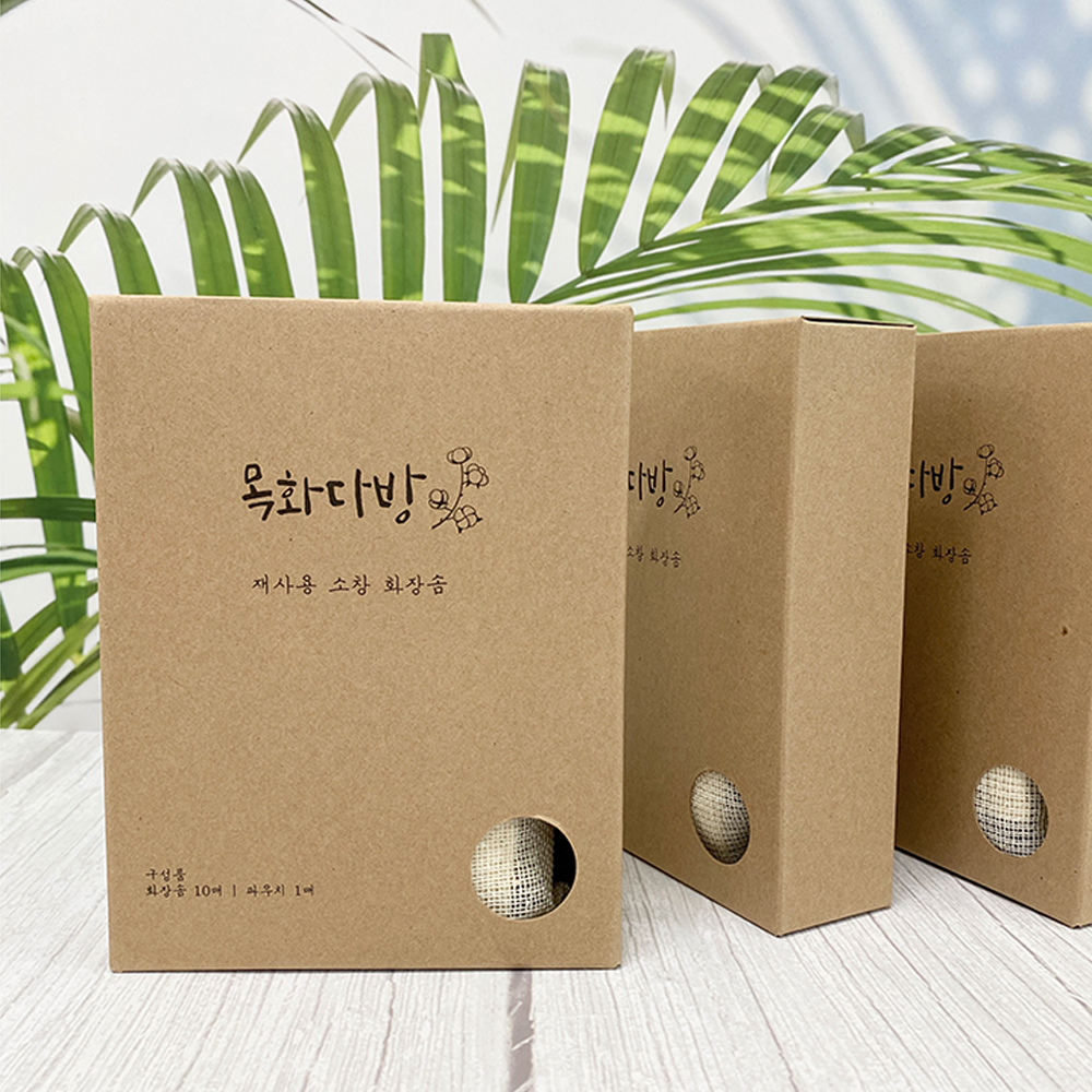 목화다방 재사용 소창 화장솜 10매 box 세트 : 목화다방