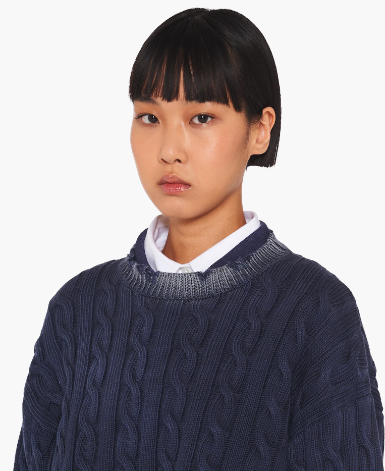 [MIU MIU] 미우미우 크롭 코튼 스웨터 잉크 블루 MML605 : 페퍼센트